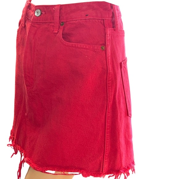 Abercrombie & Fitch Denim Mini Skirt Zoe Vintage A-Line Frayed Hem Y2K Size 27 - Picture 4 of 9